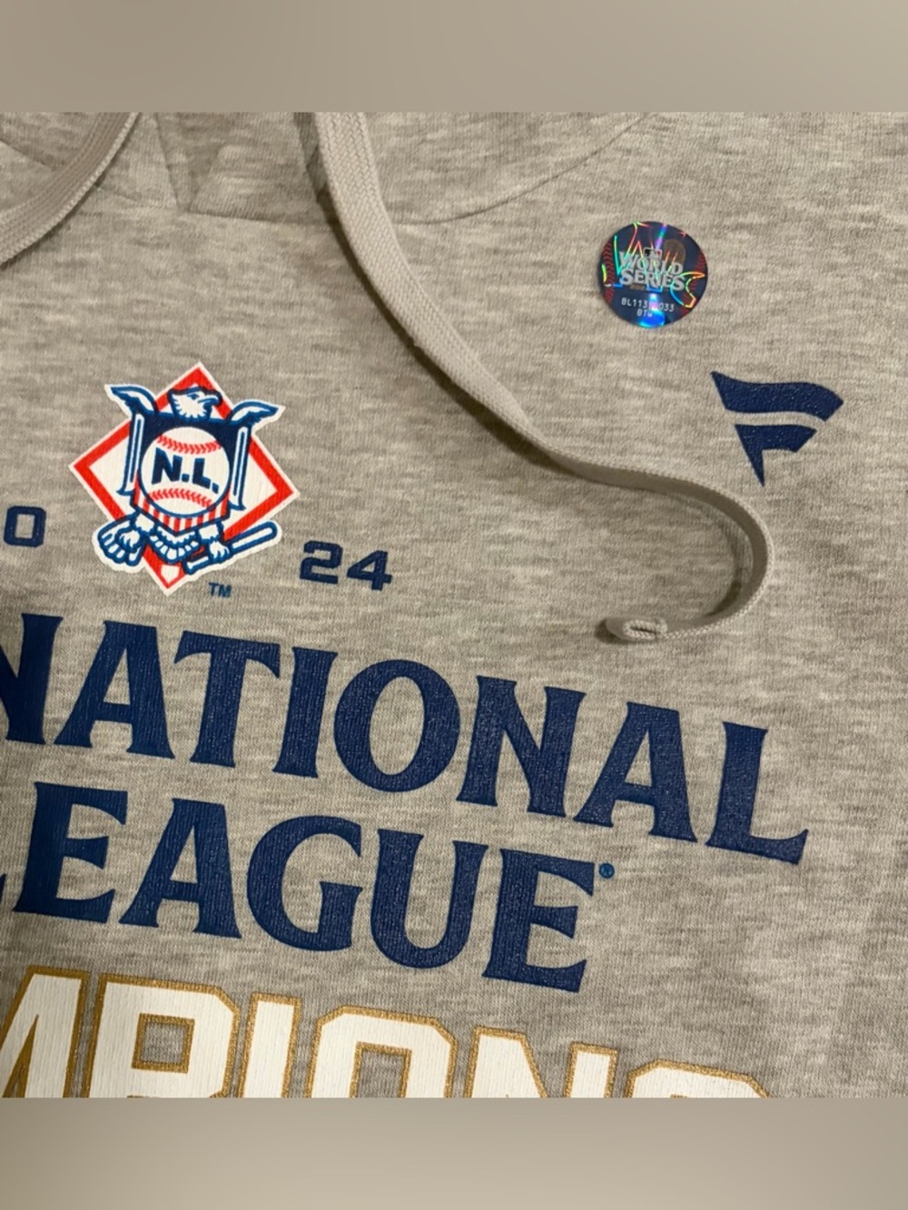 Fanatics LA Los Angeles Dodgers 2024 Champions Gray Baseball Hoodie Men’s Sz: L - Picture 2 of 4
